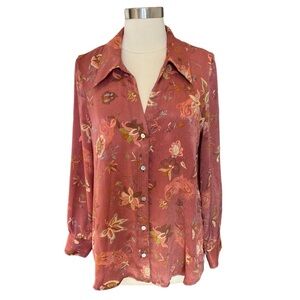 Zara Dusty Rose Floral Button-Down Shirt